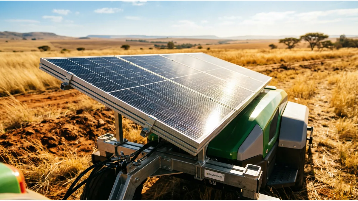 Solar-powered agricultural robot operating in a South African crop field